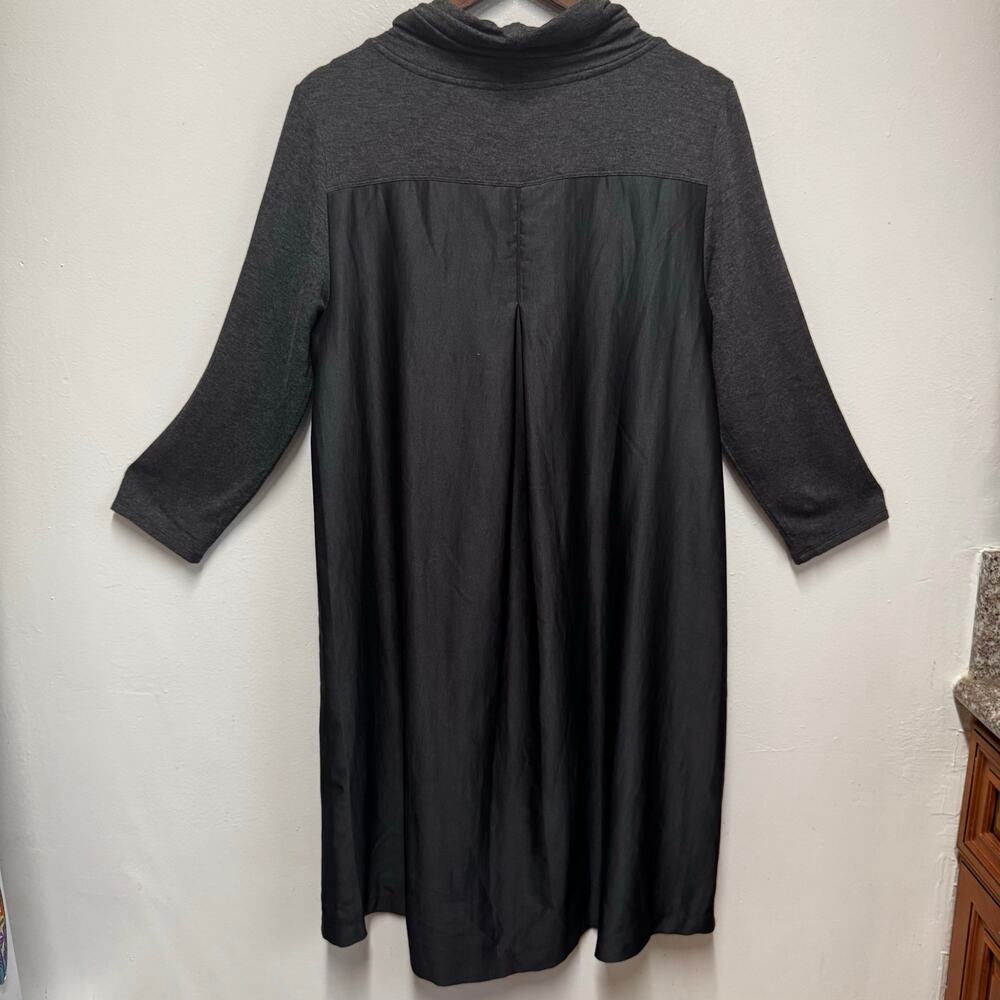Anthropologie Saturday Sunday Cowl Neck Mixed Media Dress Gray Lagenlook Casual - Picture 4 of 13